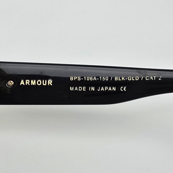 Balmain Armour BPS-106A-150 Black Gold Frame Grey Lens Cat Eye Shield Sunglasses - Picture 9 of 15